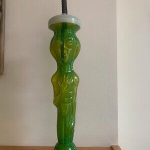 Vintage The Martian By BETRAS 16” Tall Neon Green Alien Drink Bottle With Straw